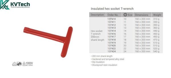 Cần siết chữ T cách điện 
1000V IEC 60900 VDE GS Intercable 137412