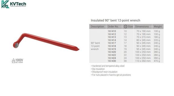 Cờ lê vòng đóng bẻ góc 90° 
1000V IEC 60900 VDE GS Intercable 161418