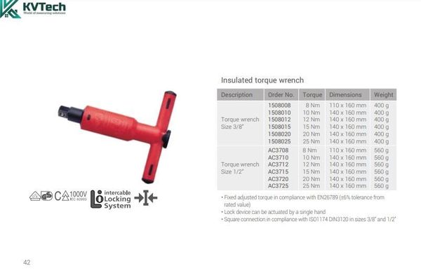 Cần siết lực cách điện
size 3/8” và 1/2” Intercable AC3715