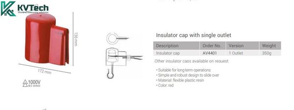 Đầu cách điện với 1 đầu ra 
1000V IEC 60900 Intercable AV4401