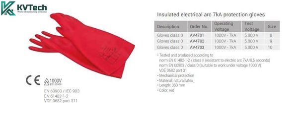 Găng tay bảo hộ cách điện
chống hồ quang điện 7kA Intercable AV4701
