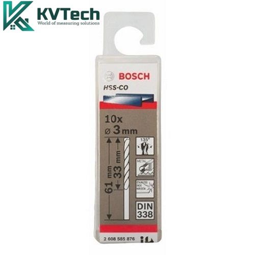 Bộ mũi khoan inox  BOSCH 2608585876 (3mm x 10 mũi)