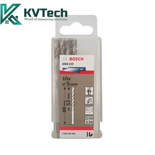 Hộp Mũi khoan Inox BOSCH 2608585885 (5mm x 10 mũi)