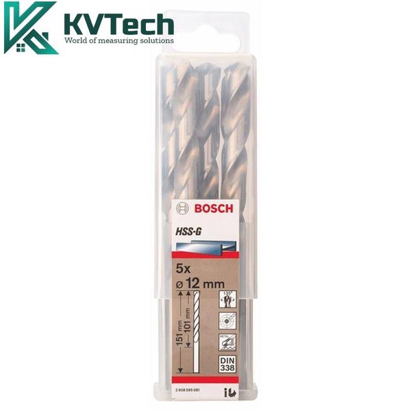 Bộ mũi khoan Inox Bosch HSS-Co 12mm (5 mũi) 2608595081