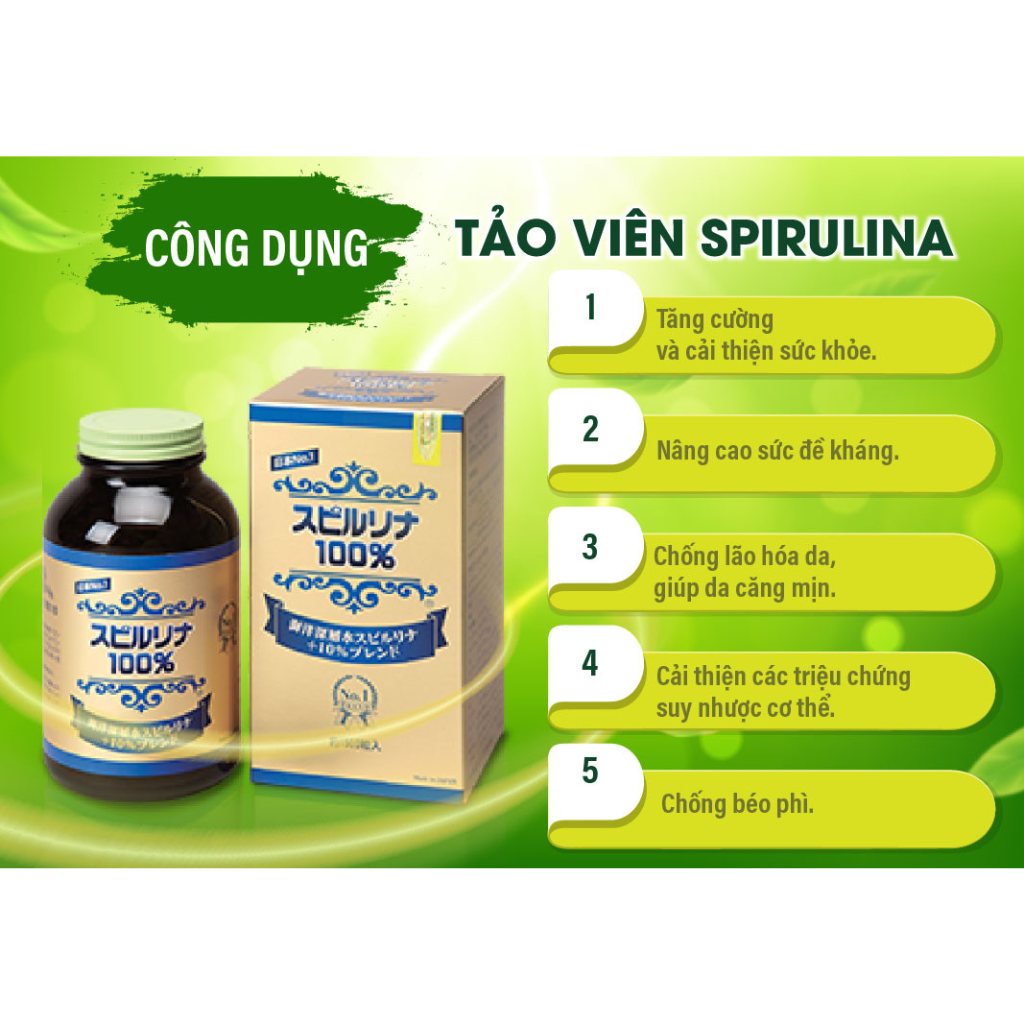 Tảo viên Spirulina vùng biển nước sâu 1500 viên