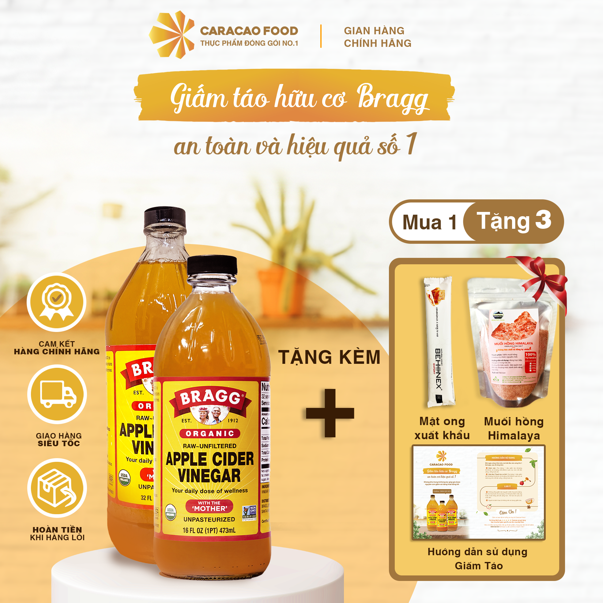 Giấm táo hữu cơ Bragg 473ml