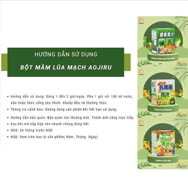 Bột Mầm Lúa Mạch Aojiru Rau Quả Lên Men 72g