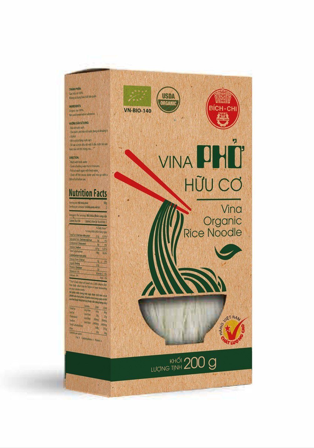 Phở hữu cơ Vina Bích Chi hộp 200G