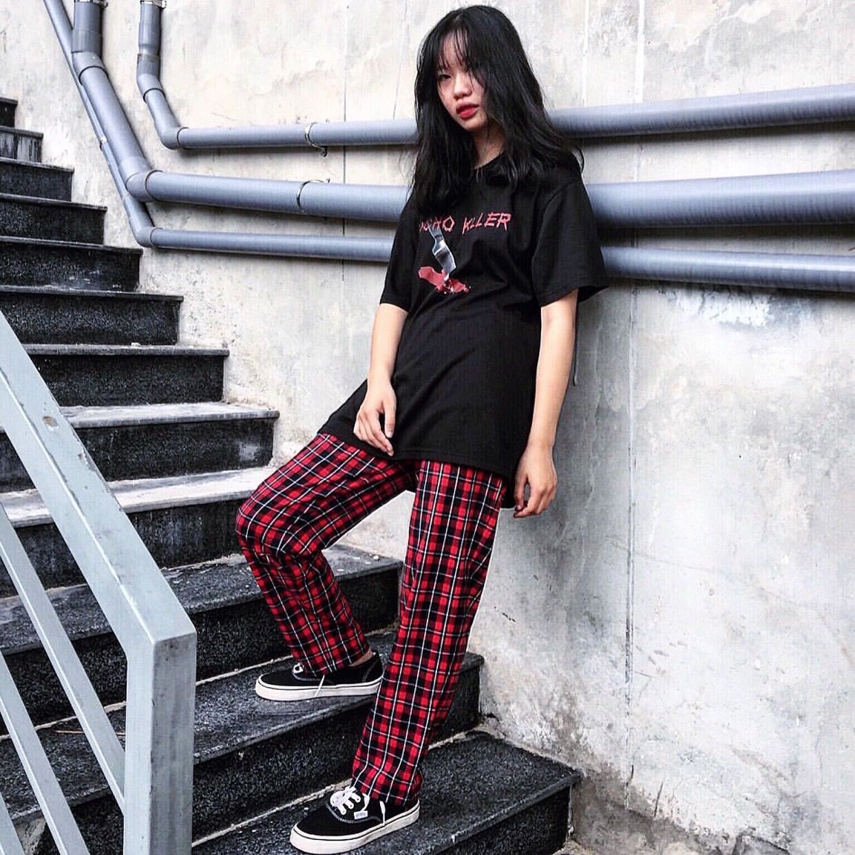 Plaid Pants - Red