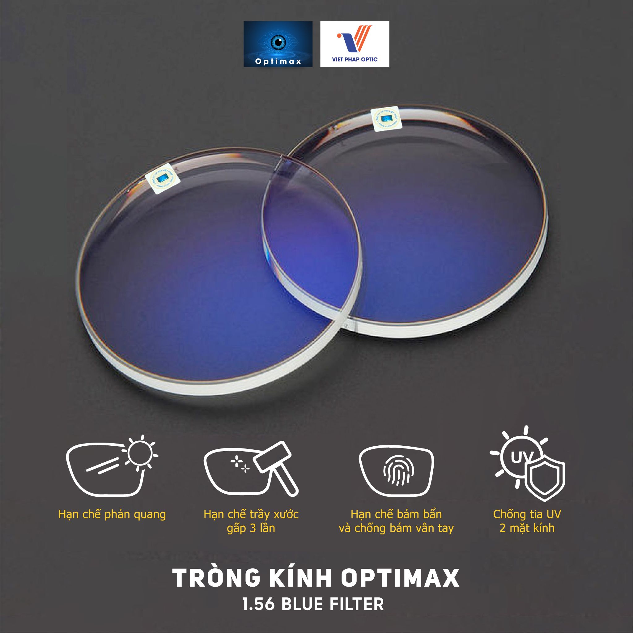 Tròng kính Optimax 1.56 Blue Filter