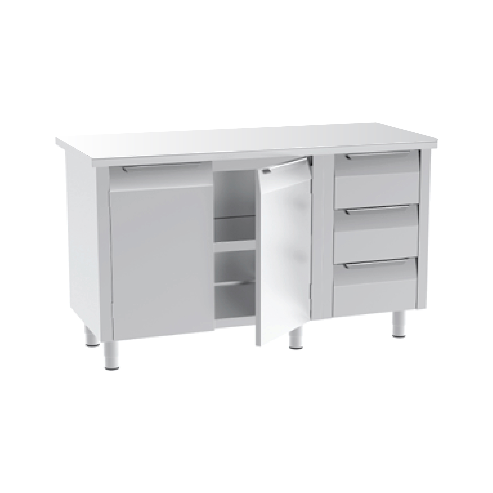 Bàn làm việc 3 ngăn kéo (phải) và 2 cửa bản lề