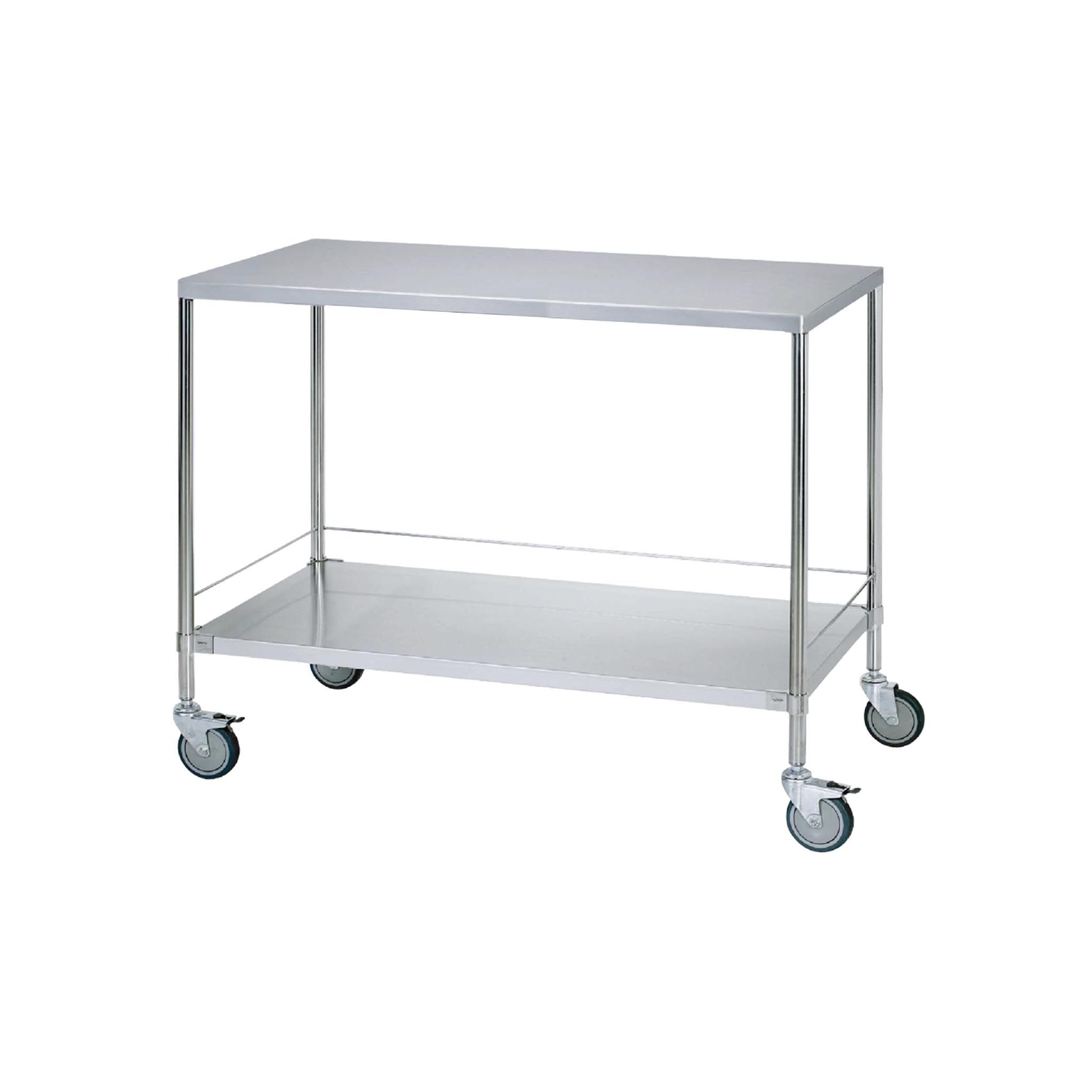 Xe đẩy dụng cụ 2 tầng kệ không gờ chắn