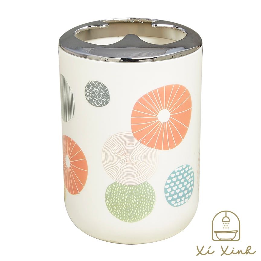 Ly Đựng Bàn Chải Nhựa Hoạ tiết chấm tròn XYLIA