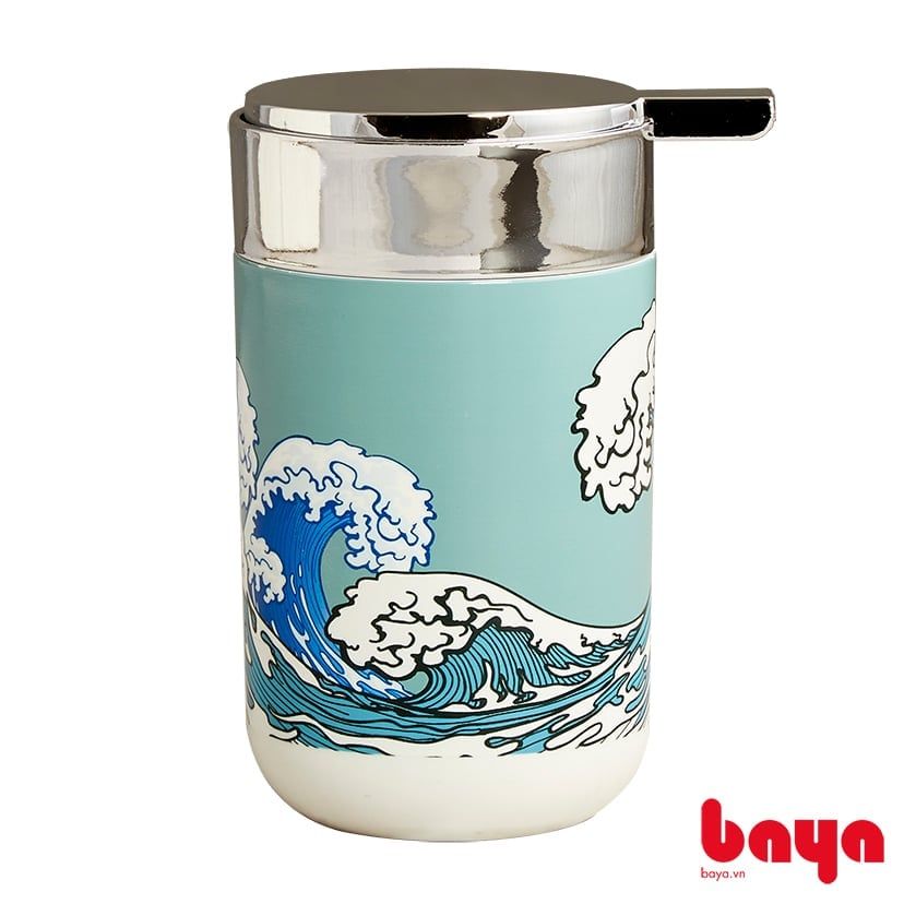 Bình Xịt Xà Phòng Nhựa Xanh Họa Tiết Sóng Biển DARK MINT