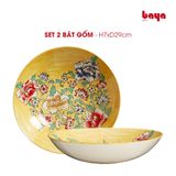  Set 2 Tô/ Bát Mỳ Gốm Vàng Họa Tiết Hoa FELICIA 