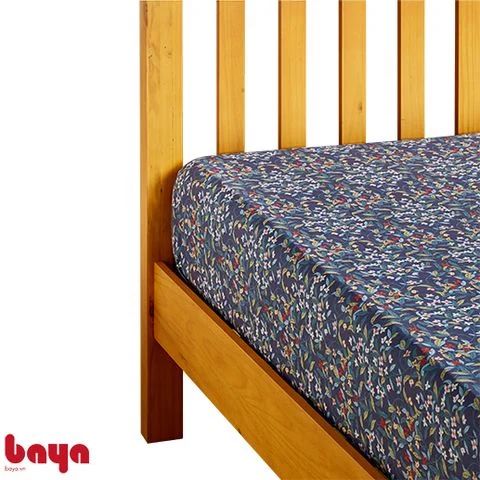 Set ga gối SOPHIA 3 món 100% cotton xanh đậm họa tiết 1m6 (200TC)
