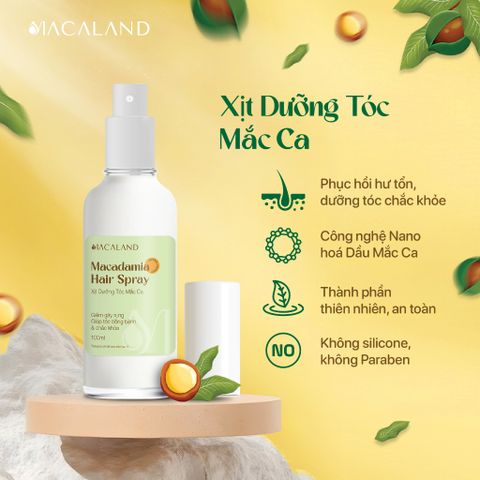 Xịt dưỡng tóc Nano Dầu Mắc Ca – Tinh Dầu Bưởi 100ml MACALAND giảm gãy rụng, hỗ trợ mọc tóc nhanh và dưỡng tóc chắc khỏe