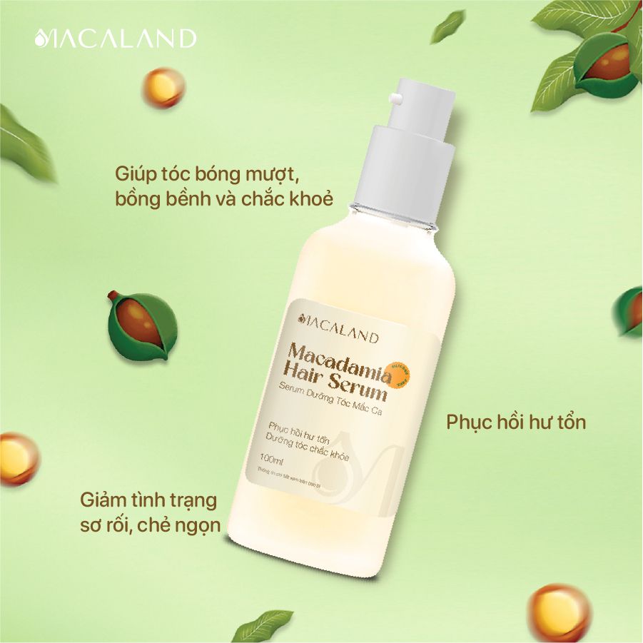 Dầu dưỡng tóc hạt Mắc Ca Macadamia Hair Serum 100ml MACALAND không chứa Silicone phục hồi hư tổn, giảm chẻ ngọn