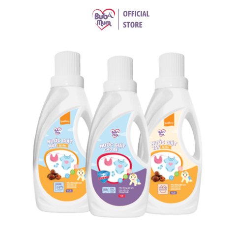 Nước Giặt Thiên Nhiên Cho Bé Sạch Khuẩn, Mềm Vải 1000ml BuB&MuM