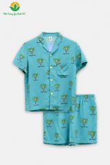 B63.2318. Bộ lanh Pijama trẻ em Việt Thắng quần đùi áo cộc tay đi biển