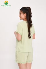 B23.2301.Bộ lanh nữ quần đùi áo cộc tay Pijama