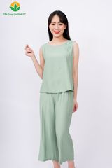 B45.2305. Bộ linen màu nữ mùa hè Việt Thắng quần lửng áo sát nách