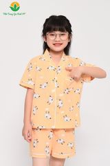 B63.2303. Bộ cotton bé gái mặc hè Việt Thắng quần đùi áo cộc tay Pijama