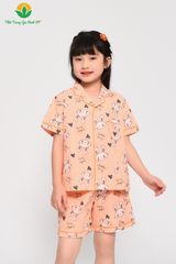 B63.2303. Bộ cotton bé gái mặc hè Việt Thắng quần đùi áo cộc tay Pijama