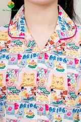 B43.2402.Bộ cotton nữ quần đùi áo cộc tay Pijama