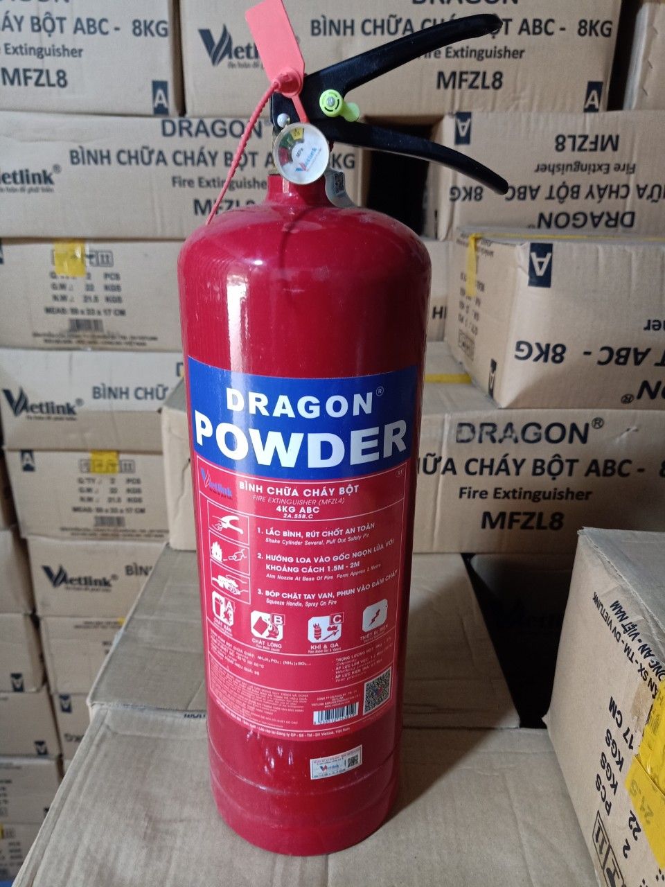 BÌNH CHỮA CHÁY BỘT DRAGON 4KG ( CÓ TEM KIỂM ĐỊNH)