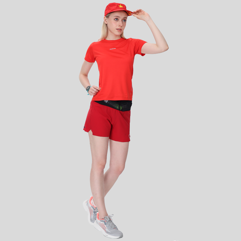 Áo Thun Thể Thao Chạy Bộ Nữ MOTIVE Women Training T-Shirt - Màu Đỏ