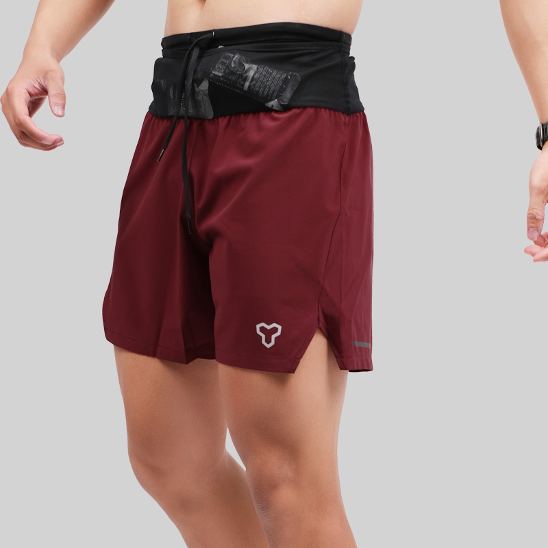 Quần Short Thể Thao Chạy Bộ Nam Đa Năng MOTIVE MEN SHORT BELT - Màu Đỏ Đậm