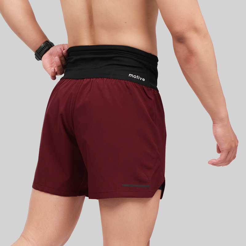 Quần Short Thể Thao Chạy Bộ Nam Đa Năng MOTIVE MEN SHORT BELT - Màu Đỏ Đậm