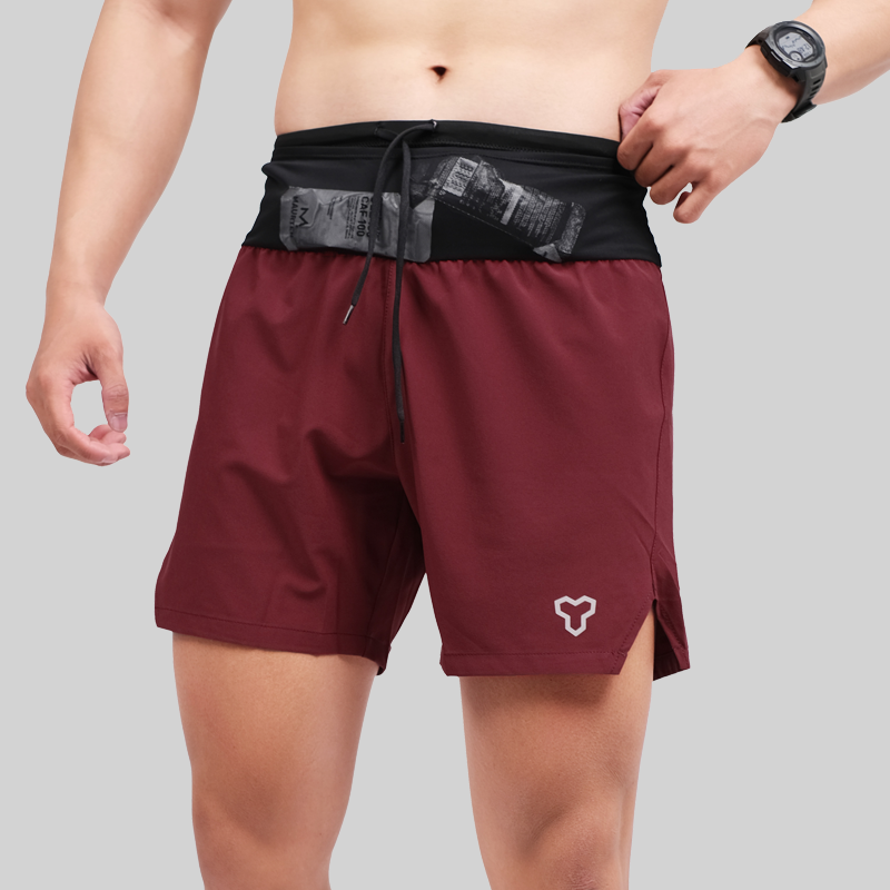 Quần Short Thể Thao Chạy Bộ Nam Đa Năng MOTIVE MEN SHORT BELT - Màu Đỏ Đậm