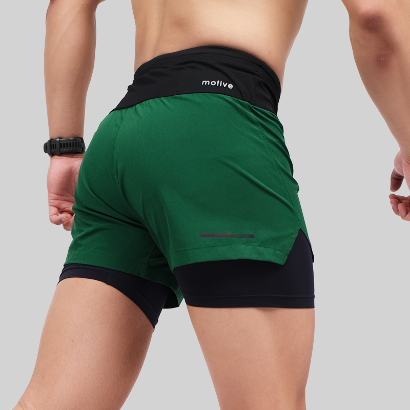 Quần Short Thể Thao Chạy Bộ Nam Đa Năng MOTIVE MEN SHORT BELT - Màu Xanh Lá