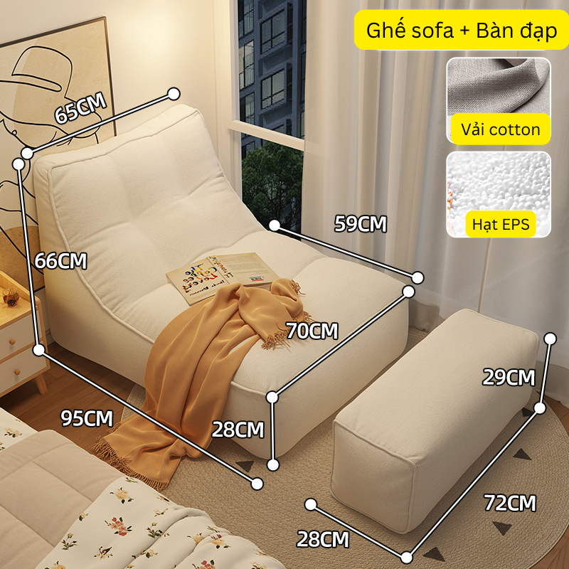  Ghế sofa lười có thể ngả lưng và có chỗ để chân 