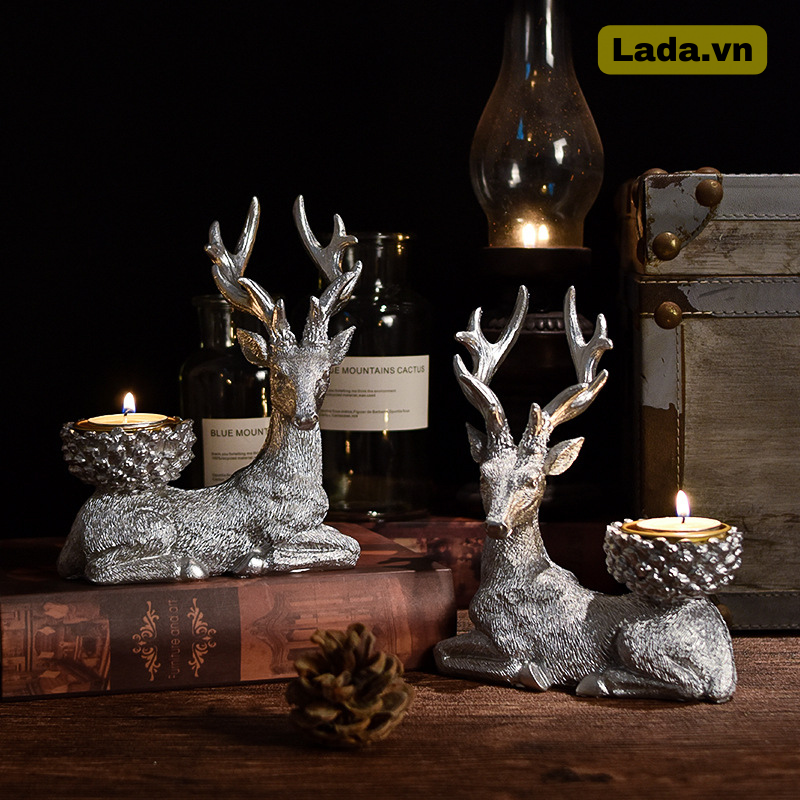  Cặp hươu Bắc Âu bằng bột đá composite, trang trí bàn ăn gia đình 
