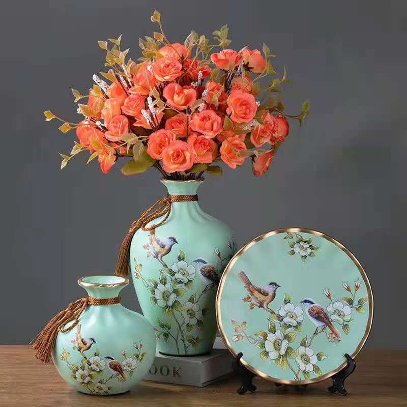  [Nhiều mẫu] Bộ bình hoa và đĩa gốm 