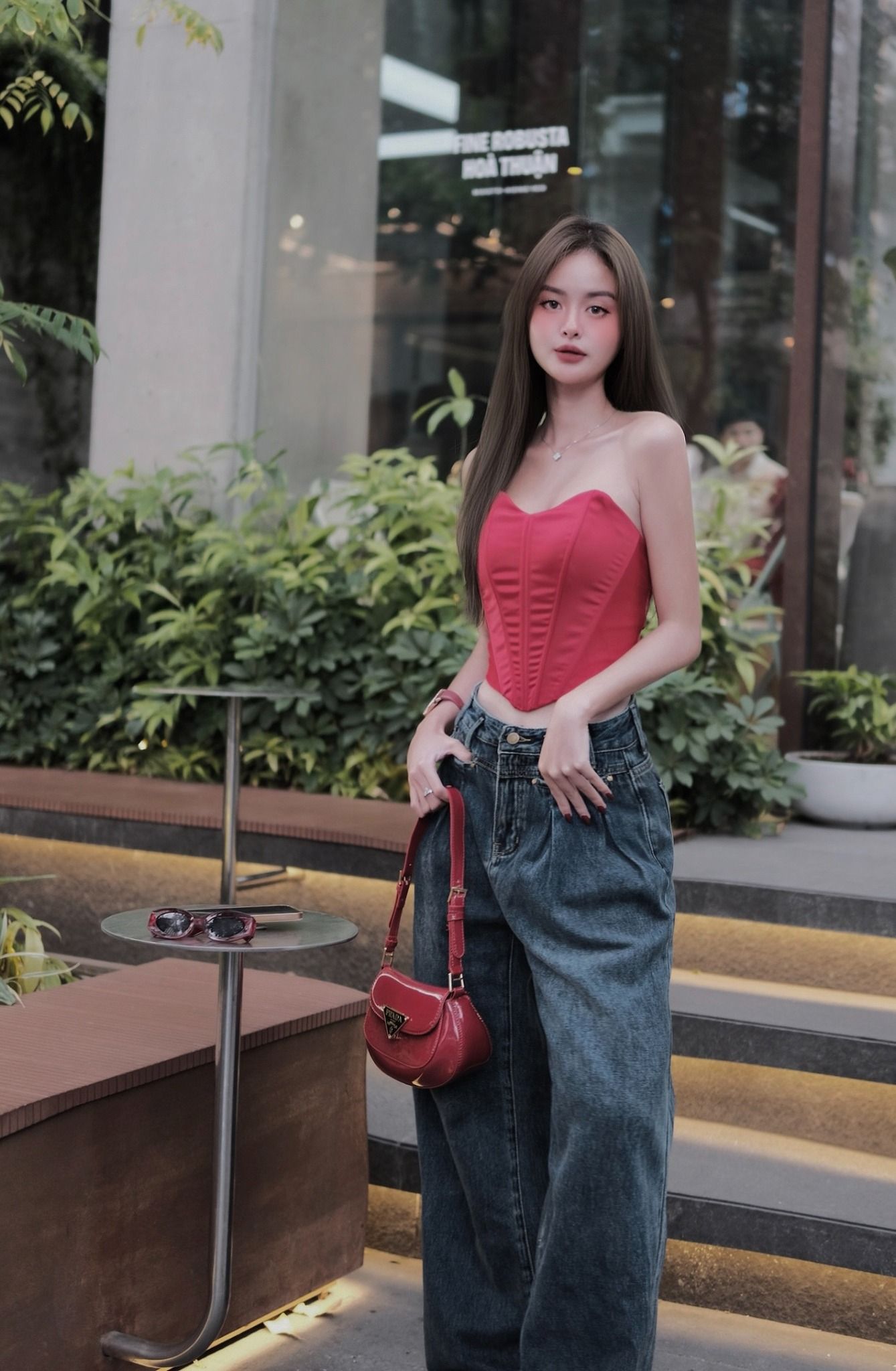 Áo corset co dây tăng đưa dáng vừa 2 lớp khóa kéo sau - ĐỎ - A492 (eo dưới 70 đổ lại mang xinh)
