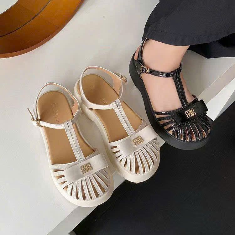 Giay bít mũi quai rọ miumiu FULLBOX QC - ĐEN - V329