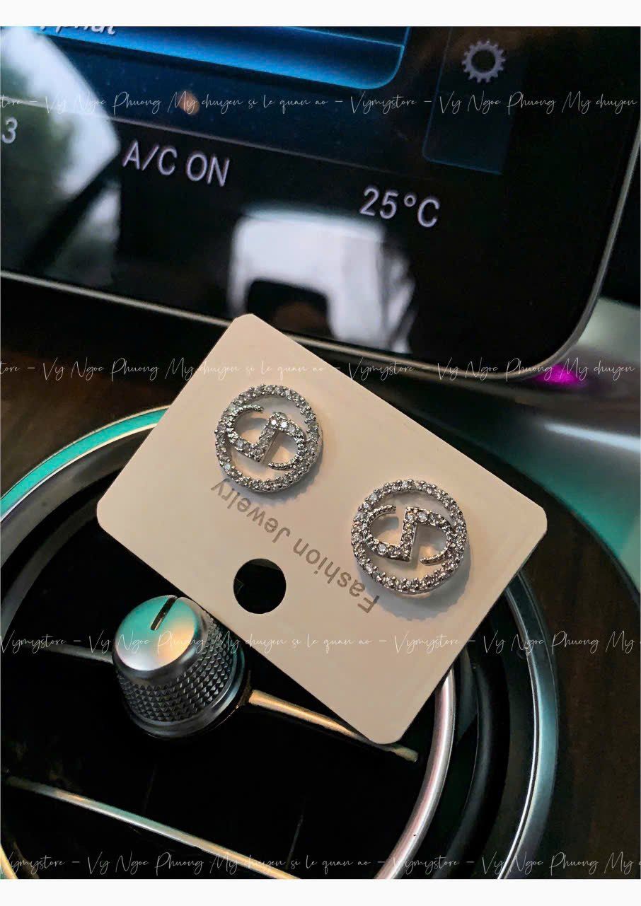 BÔNG TAI TRÒN DIOR - BẠC - PK29