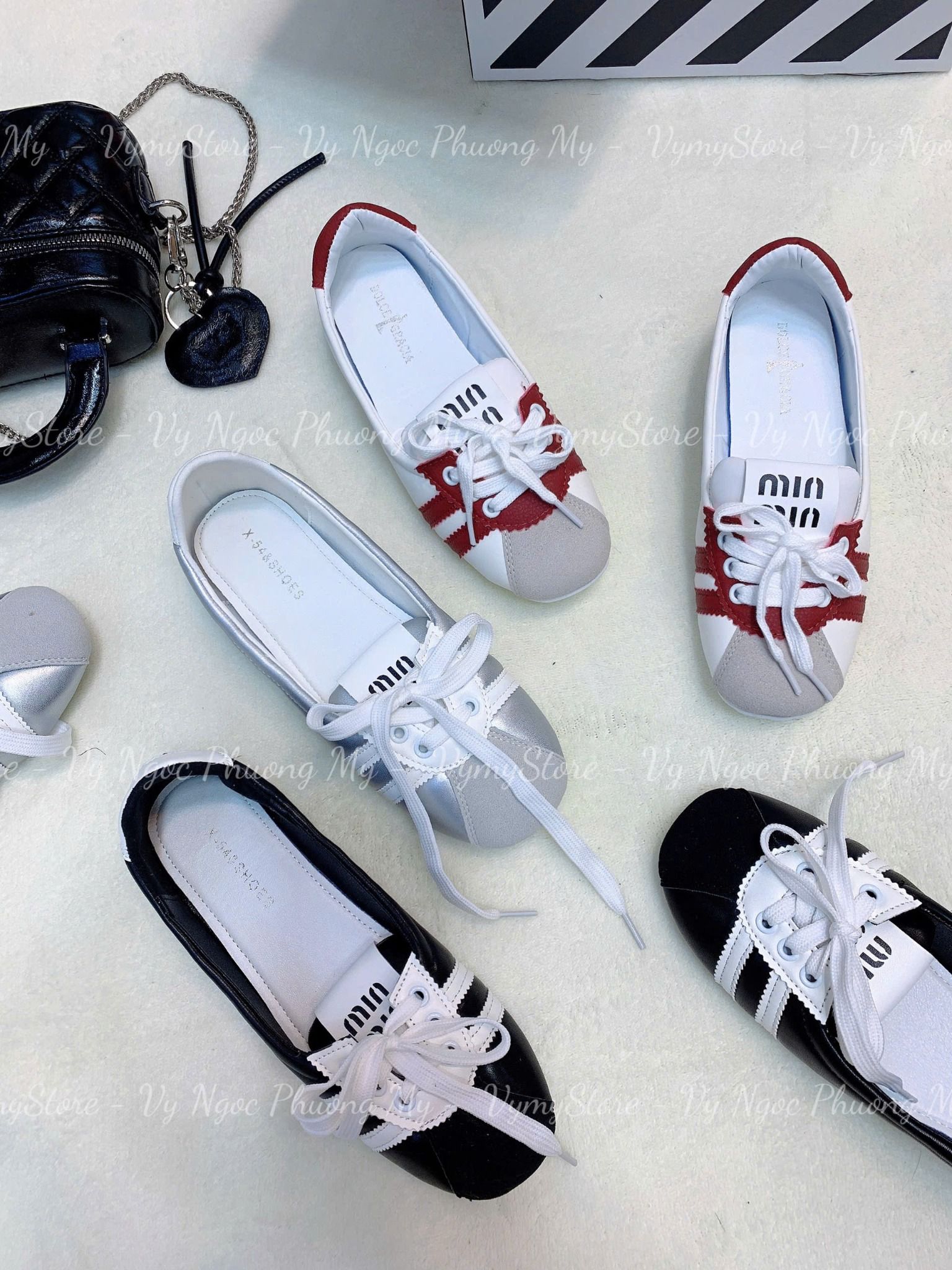 Giay thể thao MIUMIU nữ đan dây mẫu mới hot trend - BẠC - M444