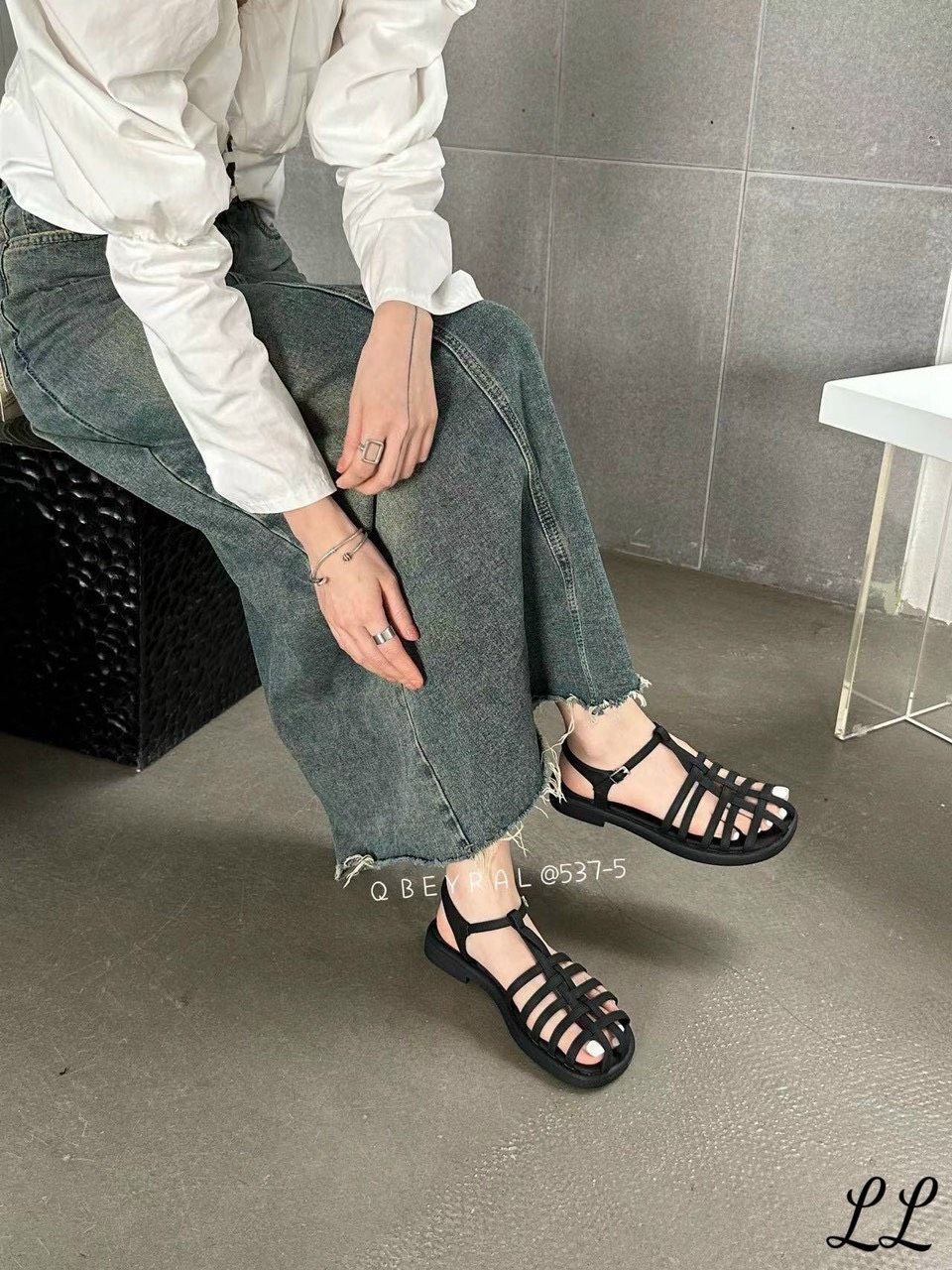 Sandal rọ bệt quai mềm - ĐEN - D507