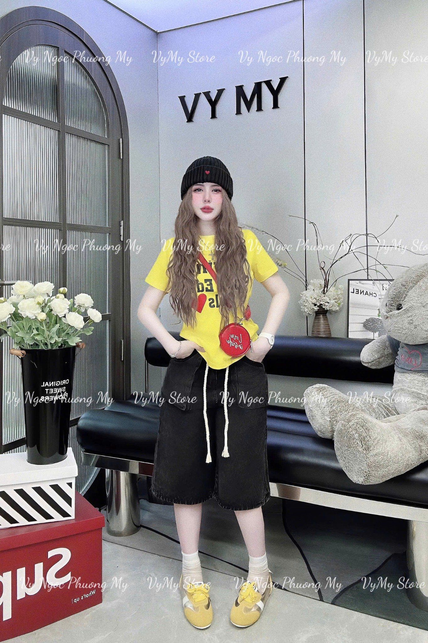 Áo thun form beauty chữ SPELL EDIT GIRLS - VÀNG - M272 ( DÀI 58CM )
