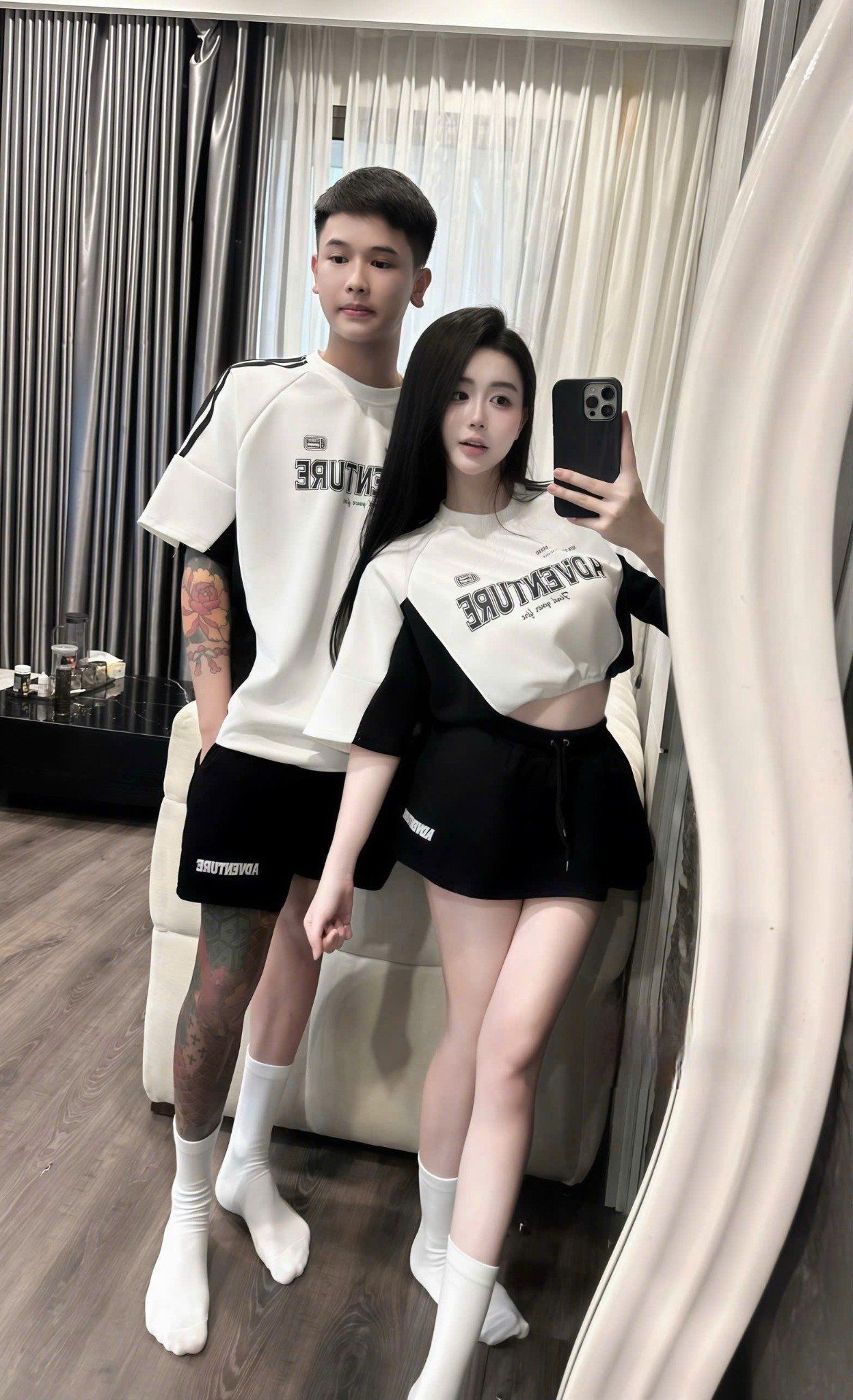 ( NAM ) Set áo thun ADVENTURE mix quần short đùi cạp chun - T183 ( DƯỚI<70KG )