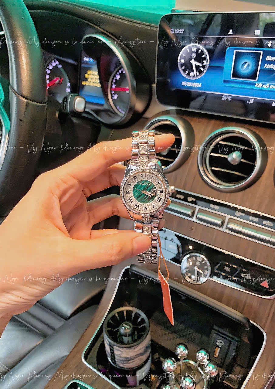Đồng hồ DAVENA mặt xanh - BẠC - DH11