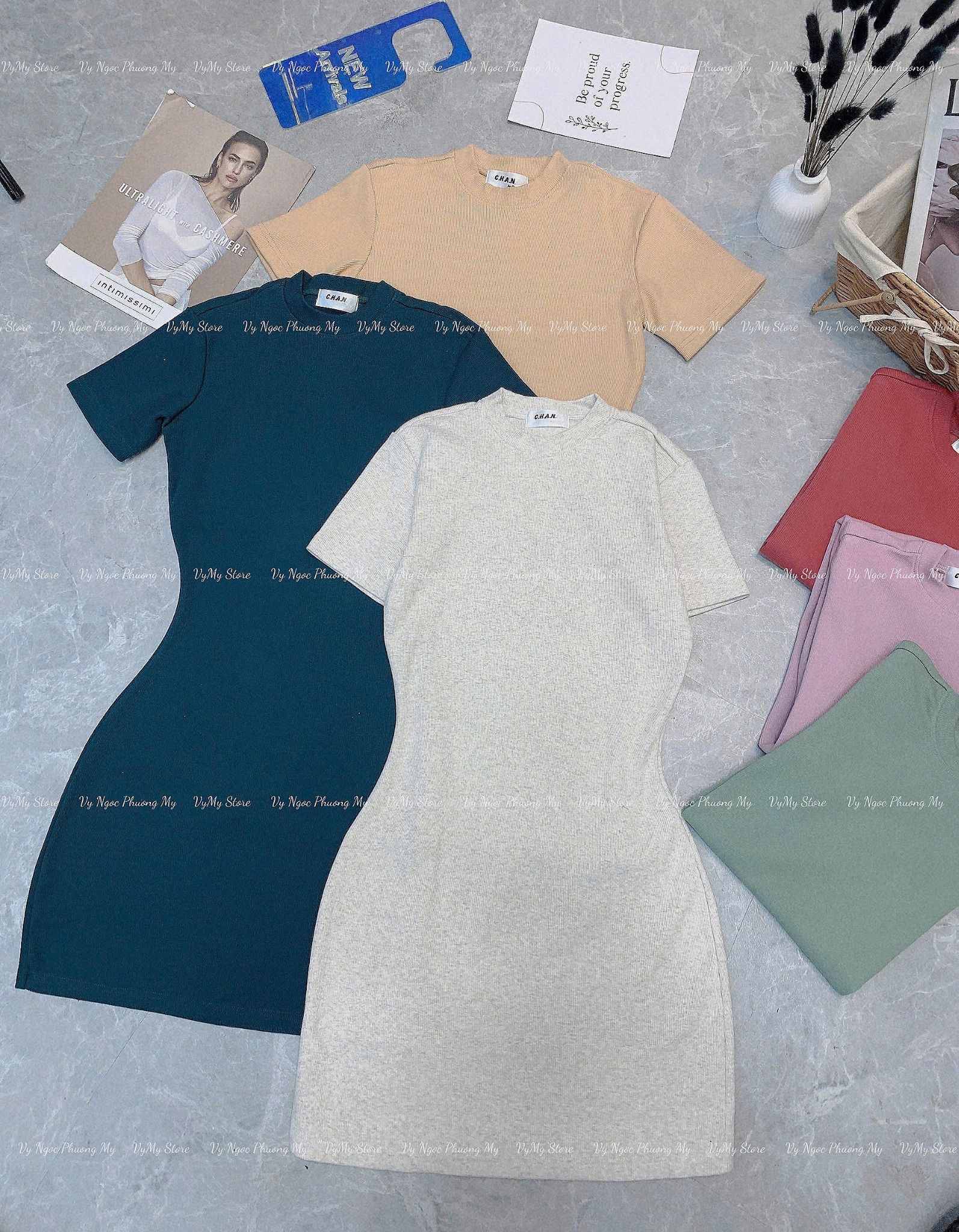 Đầm body cọc tay dáng ngắn chất vãi thun gân co giãn 4 chiều - RÊU - V337