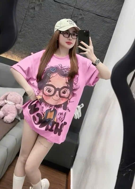 Áo thun form rộng cô gái - H55