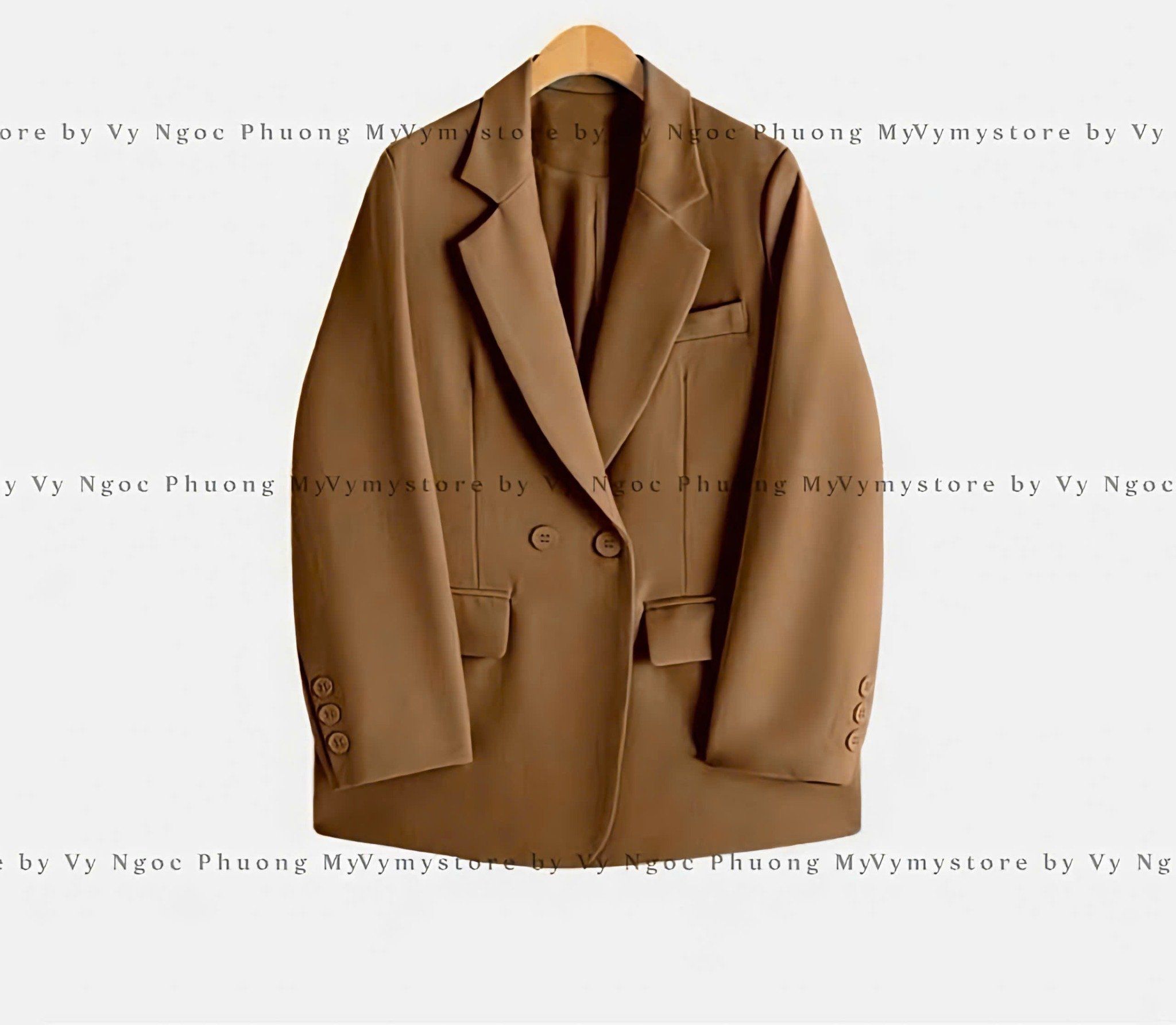 Áo khoác blazer hai lớp dáng rộng form thanh lịch - BÒ - S233