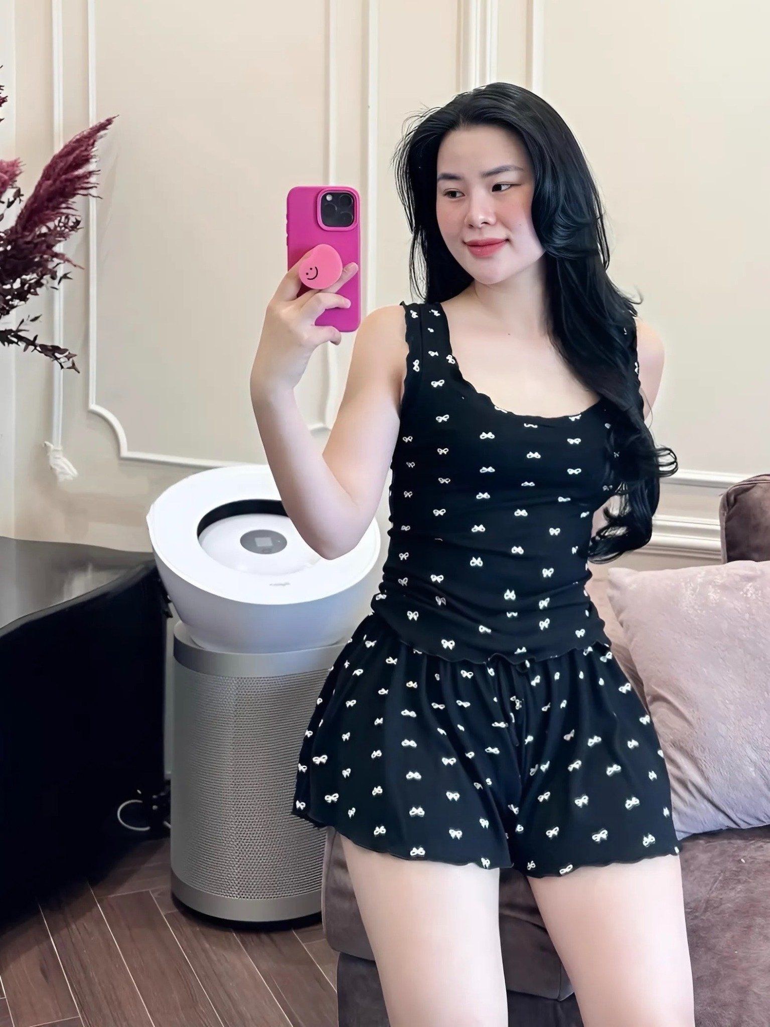 Set áo sát nách mix quần short siêu xinh - NƠ - G104
